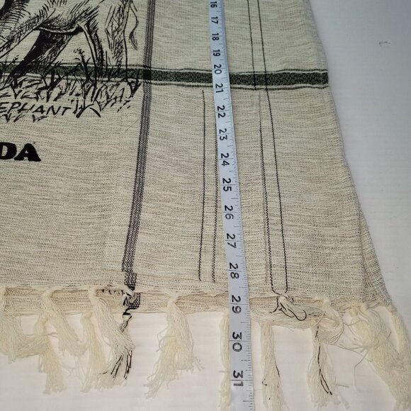 African Elephant Printed Kikoy Shirt Adult XL Beige Uganda Woven Hemp Pockets - Picture 9 of 12